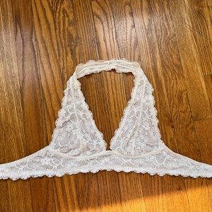 Free People Galloon Lace Halter Bra, White, Small